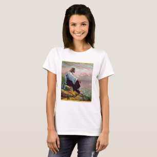 Matthew 14:22-23 Jesus Prays av Himself vid havet T Shirt