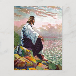 Matthew 14:22-23 Jesus Prays av Himself-vycard Vykort