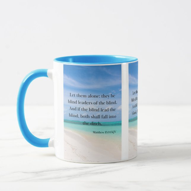 Matthew 15:14 KJV Bible Verse Pic Two-Tone Mugg (Vänster)