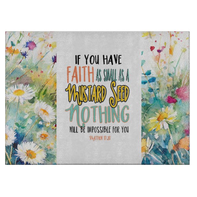 Matthew 17:20 Faith som Mustard Seed Bible Verse (Framsidan)