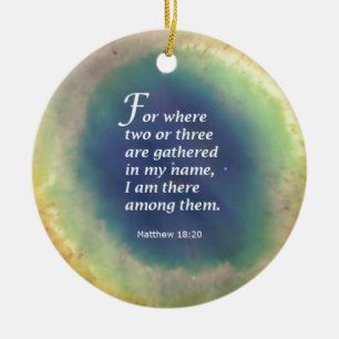 Matthew 18:20 julgransprydnad keramik