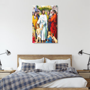 Matthew 19:13-15 Little Children Kom to Jesus Canvastryck