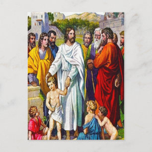 Matthew 19:13-15 Little Children Kom to Jesus pos Vykort