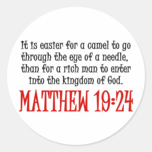 Matthew 19:24 runt klistermärke