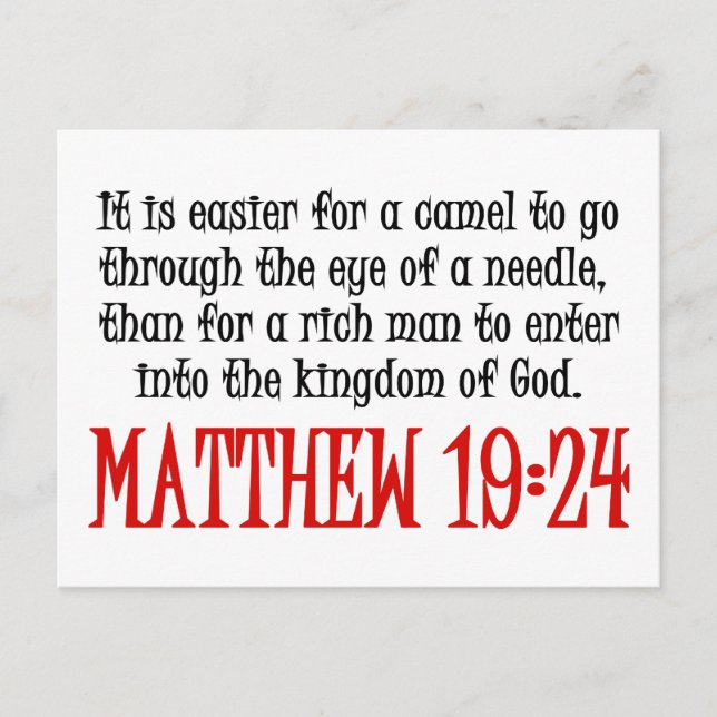 Matthew 19:24 vykort (Framsida)