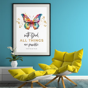 Matthew 19:26 Alla Sak är möjliga fjäril Poster