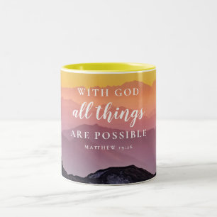 Matthew 19:26 Christian Gift for Women Bible Verse Två-Tonad Mugg