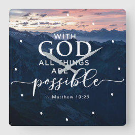 Matthew 19:26 med Gud all Sak är möjlig Fyrkantig Klocka