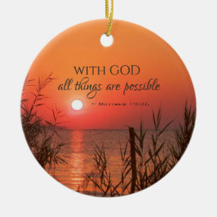 Matthew 19:26 Med Gud all sak bibel jul Julgransprydnad Keramik