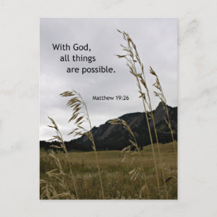 Matthew 19:26 Med Gud är allt sak möjligt Vykort