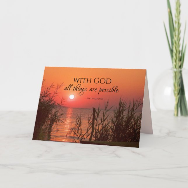 Matthew 19:26 Med Gud kan alla sak vara möjliga Kort (Framsida)