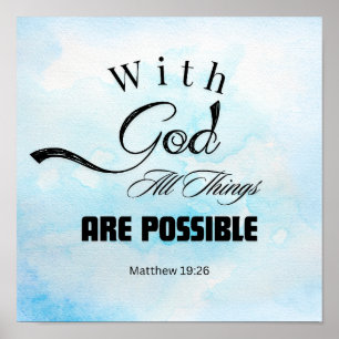 Matthew 19:26 Typografi Design Poster