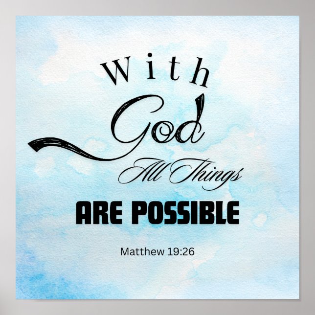 Matthew 19:26 Typografi Design Poster (Framsidan)