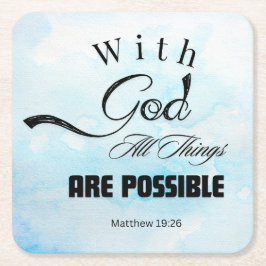 Matthew 19:26 Typografi Underlägg Papper Kvadrat