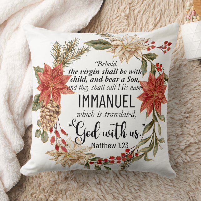 Matthew 1:23 Immanuel God med oss Julens Blommigt Kudde (Filt)