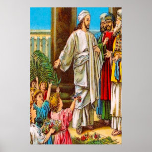 Matthew 21:15-16 Barnen poster Jesus