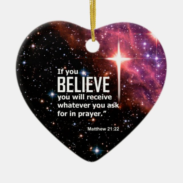 Matthew 21:22 julgransprydnad keramik (Framsidan)