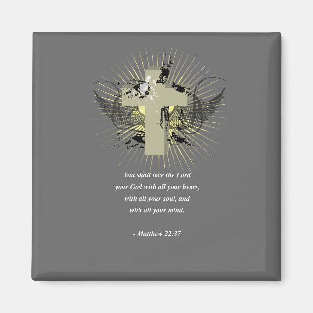 MATTHEW 22:37 Bibelverse Magnet (Framsidan)
