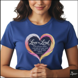 Matthew 22:37 Scripture Neon Feather Heart T Shirt