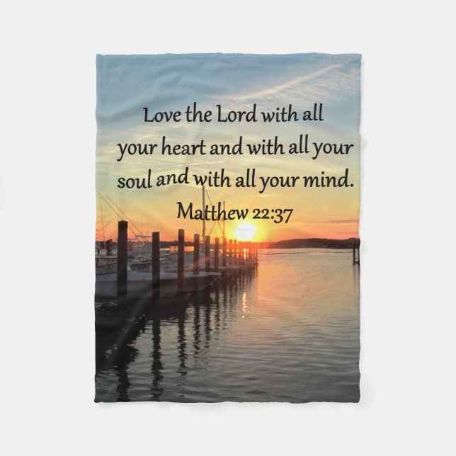 MATTHEW 22:37 SUNRISE SCRIPTURE VERSE DESIGN FLEECEFILT (Framsidan)