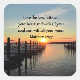 MATTHEW 22:37 SUNRISE SCRIPTURE VERSE DESIGN FYRKANTIGT KLISTERMÄRKE