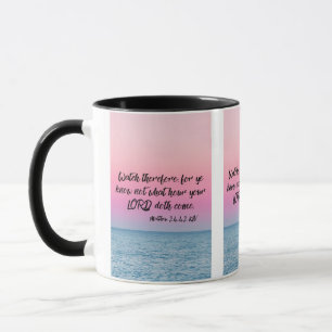 Matthew 24:42 KJV Bible Verse Pic Two-Tone Mugg