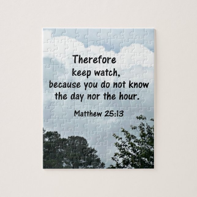 Matthew 25:13 Därför bör du titta på behållan efte Pussel (Vertikal)