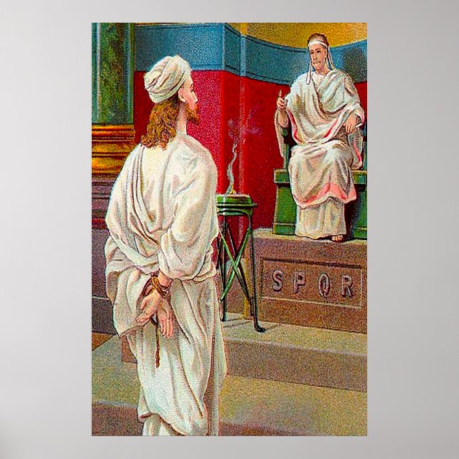 Matthew 27:11-26 Pilatfrågor Jesus poster (Framsidan)