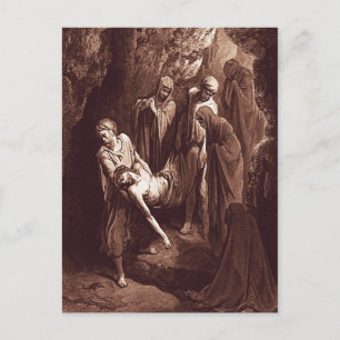 Matthew 27:57-61 Jesus är begravd i Grav Vykort
