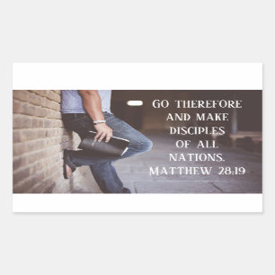 Matthew 28:19 Go and make disciples of all countri Rektangulärt Klistermärke