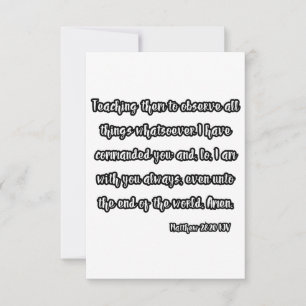 Matthew 28:20 Bible Verse Greeting Card Kort