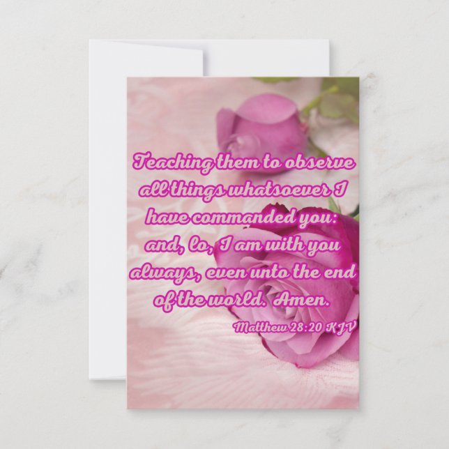 Matthew 28:20 Bible Verse Pic Greeting Card Kort (Framsida)