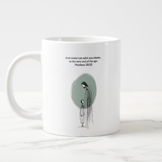 Matthew 28:20 Inspirational Faith Quote Gift Mug Jumbo Mugg (Vänster)