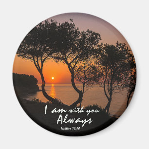 Matthew 28:20 Jag är med dig alltid Golden Sunset Magnet
