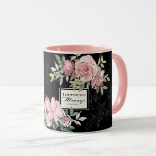 Matthew 28:20 Jag är med dig alltid Rosa Flowers Mugg