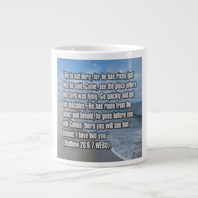 Matthew 28:6-7 WEBU Mug Jumbo Mugg (Framsidan)