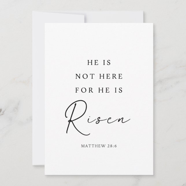 Matthew 28:6 Han är Uppstånden, kristen påsk Julkort (Framsida)