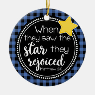 Matthew 2:10 Star Rejoched Religiösa Faith Julgransprydnad Keramik