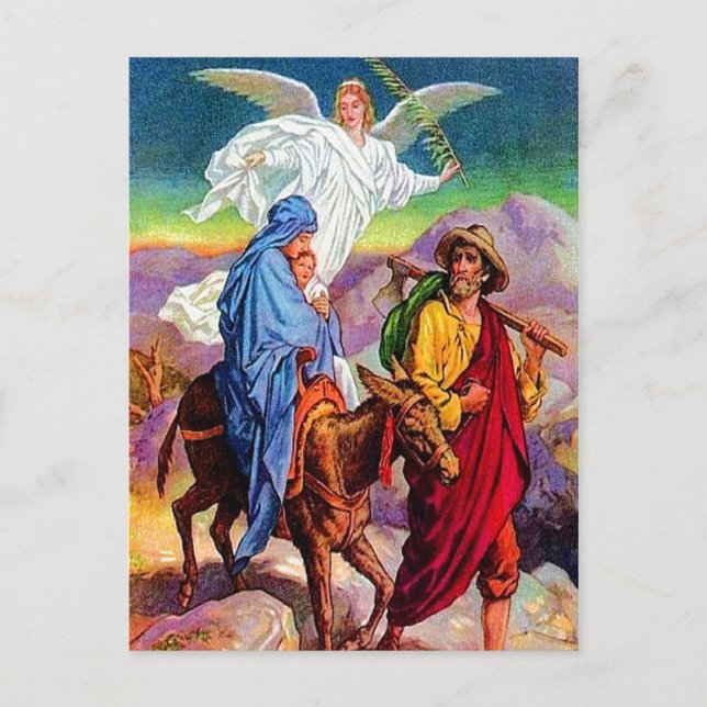 Matthew 2:13-18 Fleeing to Egypten vycard Vykort (Framsida)