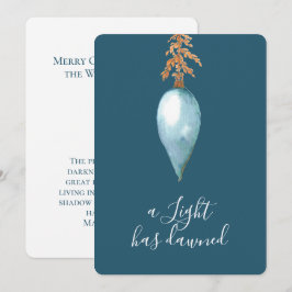 Matthew 4:16 | Anpassningsbar Blue Watercolor-jul Julkort