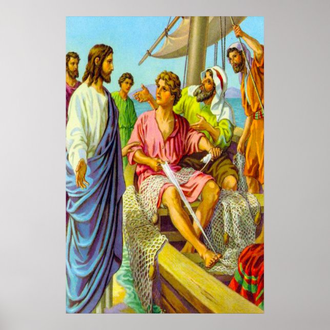 Matthew 4:18-22 Jesus uppmanar fiskare att följa Poster (Framsidan)