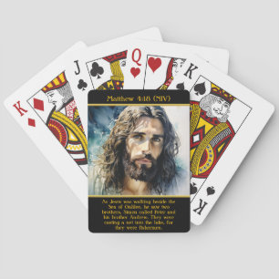 Matthew 4:18 Jesus bestrålar serenitet i vattenfär Casinokort
