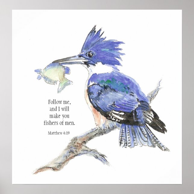 "Matthew 4:19" Fishers Manar Bible Quote Kingfishe Poster (Framsidan)