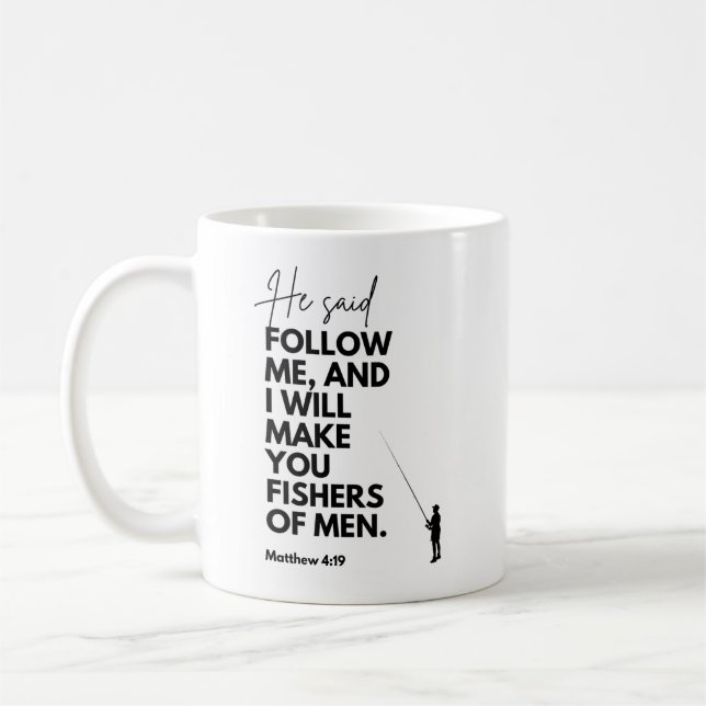 Matthew 4:19 Fiskare av människor Bibelvers Följ m Kaffemugg (Vänster)