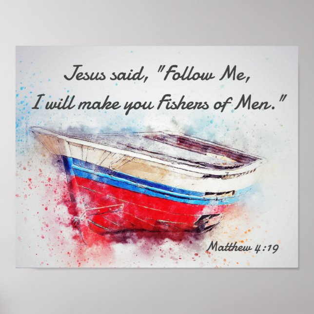 Matthew 4:19 Jesus sa "Följ mig Bible Verse" Poster (Framsidan)