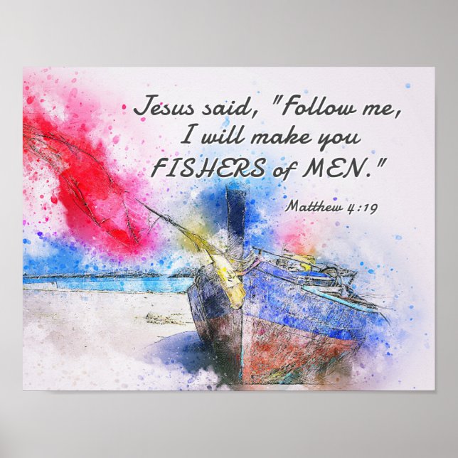 Matthew 4:19 Jesus sa: Följ mig Bible Verse Poster (Framsidan)