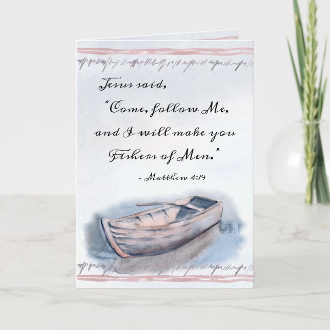 Matthew 4:19 Jesus sa: "Kom följer mig", Bible Kort (Framsida)
