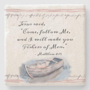Matthew 4:19 Jesus sa: "Kom följer mig" Bible Stenunderlägg
