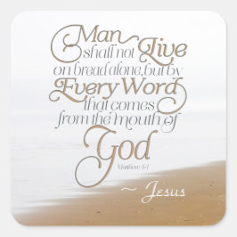 Matthew 4:4 Man får inte leva på ensam av bröd Fyrkantigt Klistermärke