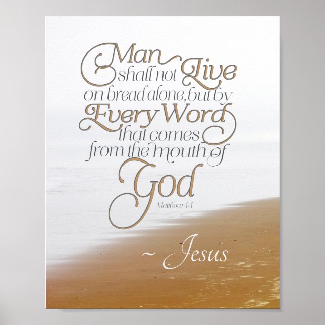 Matthew 4:4 Man får inte leva på ensam av bröd Poster (Framsidan)